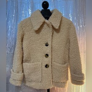 Free People Cozy Cream Teddy Bear Sherpa Coat, Sz M🌾